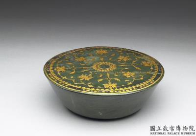 图片[2]-Jade round lidded bowl with gold foil, India-China Archive